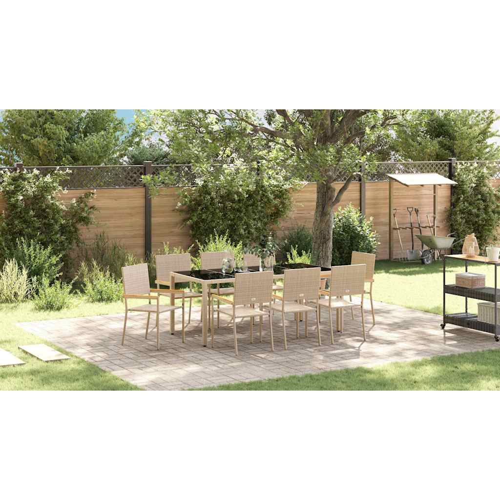 Have Spisebordssæt 9 stk. Beige polyrattan