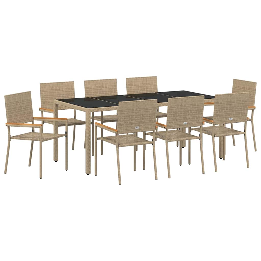 Have Spisebordssæt 9 stk. Beige polyrattan