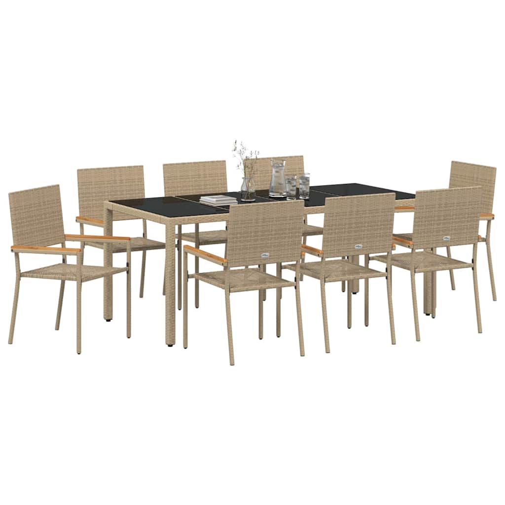Have Spisebordssæt 9 stk. Beige polyrattan