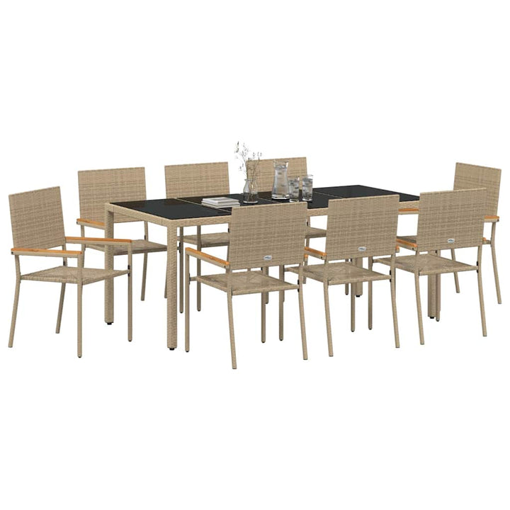 Have Spisebordssæt 9 stk. Beige polyrattan