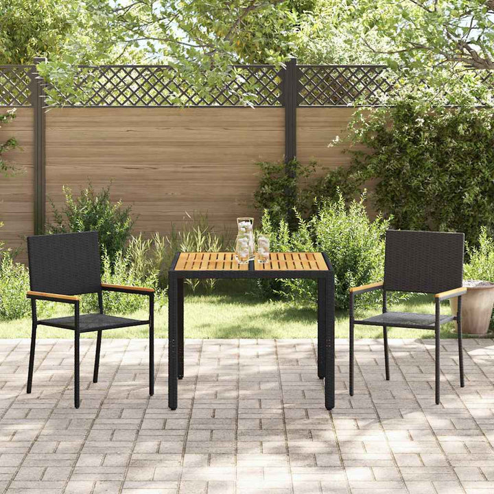 Have Spisebordssæt 3 stk. Sort polyrattan