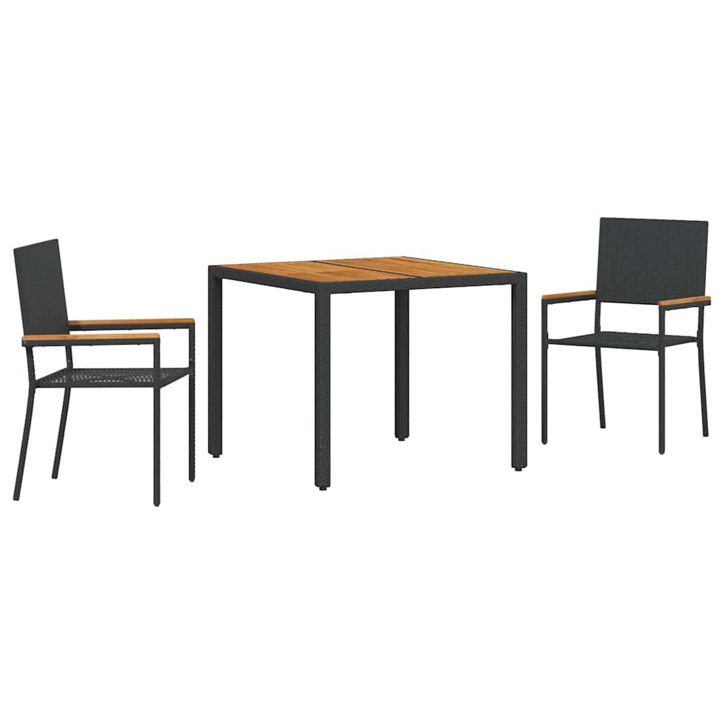 Have Spisebordssæt 3 stk. Sort polyrattan