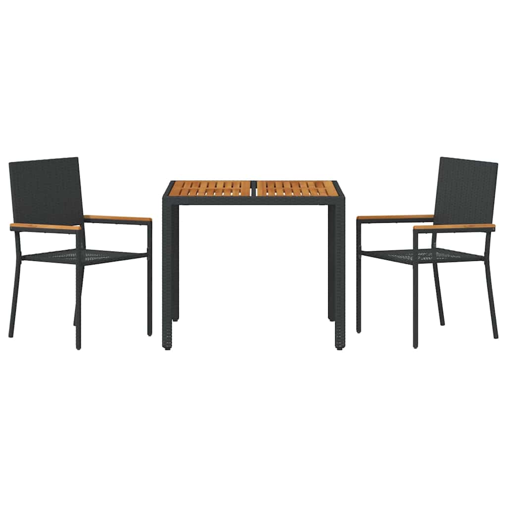 Have Spisebordssæt 3 stk. Sort polyrattan