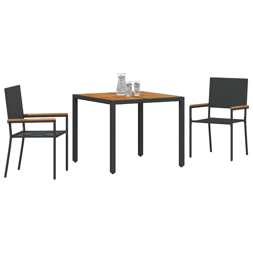 Have Spisebordssæt 3 stk. Sort polyrattan