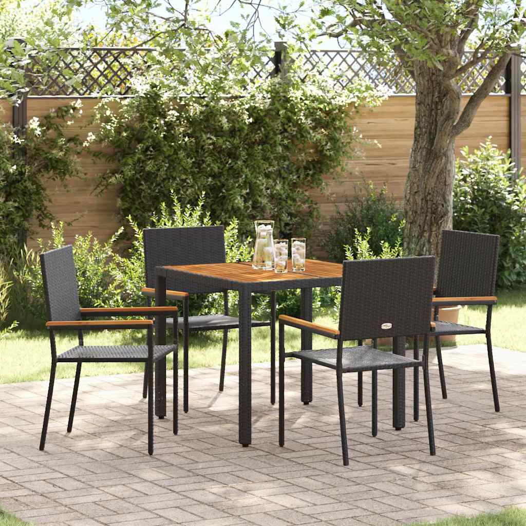 Have Spisebordssæt 5 stk. Sort polyrattan