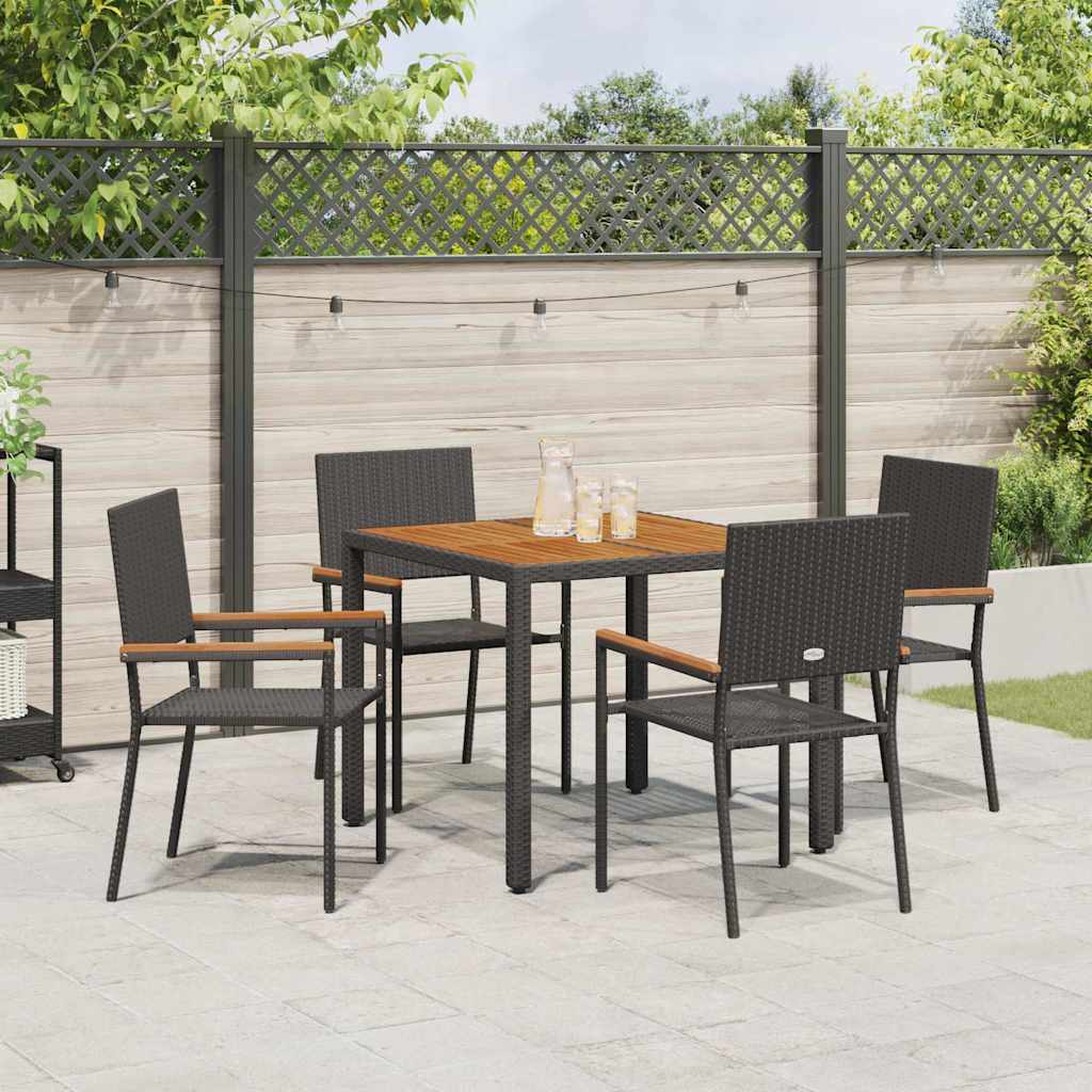 Have Spisebordssæt 5 stk. Sort polyrattan