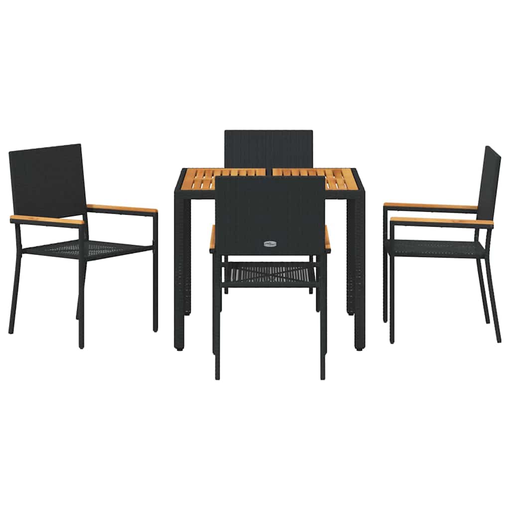 Have Spisebordssæt 5 stk. Sort polyrattan