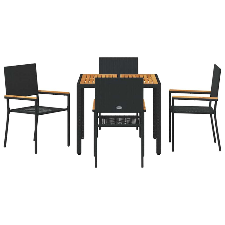Have Spisebordssæt 5 stk. Sort polyrattan