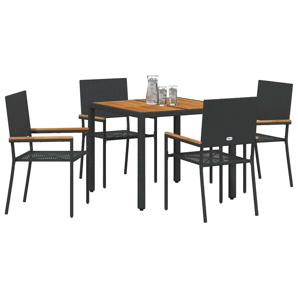 Have Spisebordssæt 5 stk. Sort polyrattan