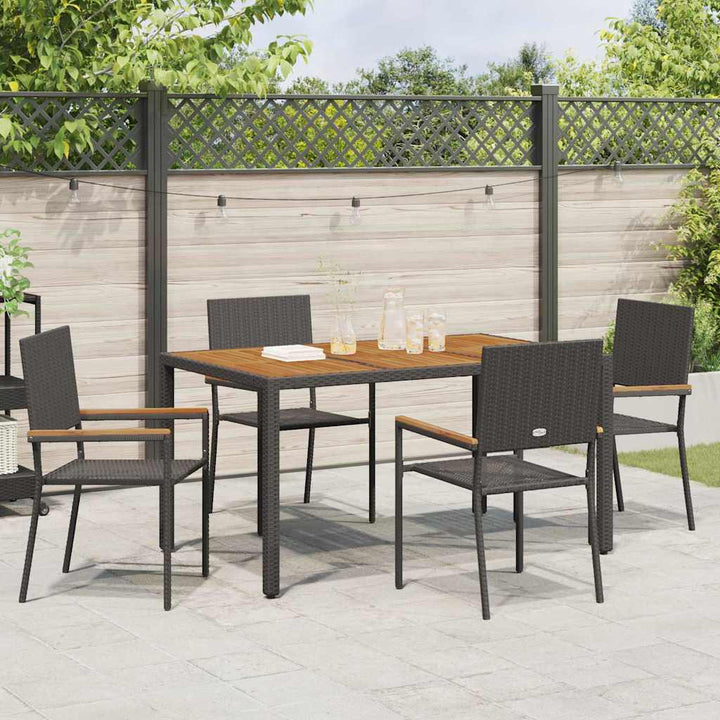 Have Spisebordssæt 5 stk. Sort polyrattan