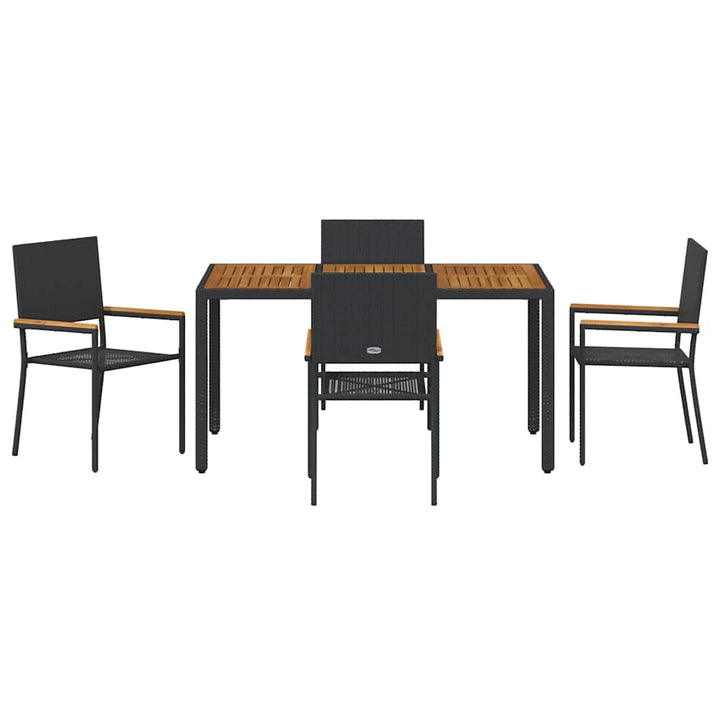 Have Spisebordssæt 5 stk. Sort polyrattan