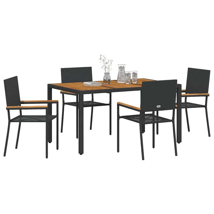 Have Spisebordssæt 5 stk. Sort polyrattan