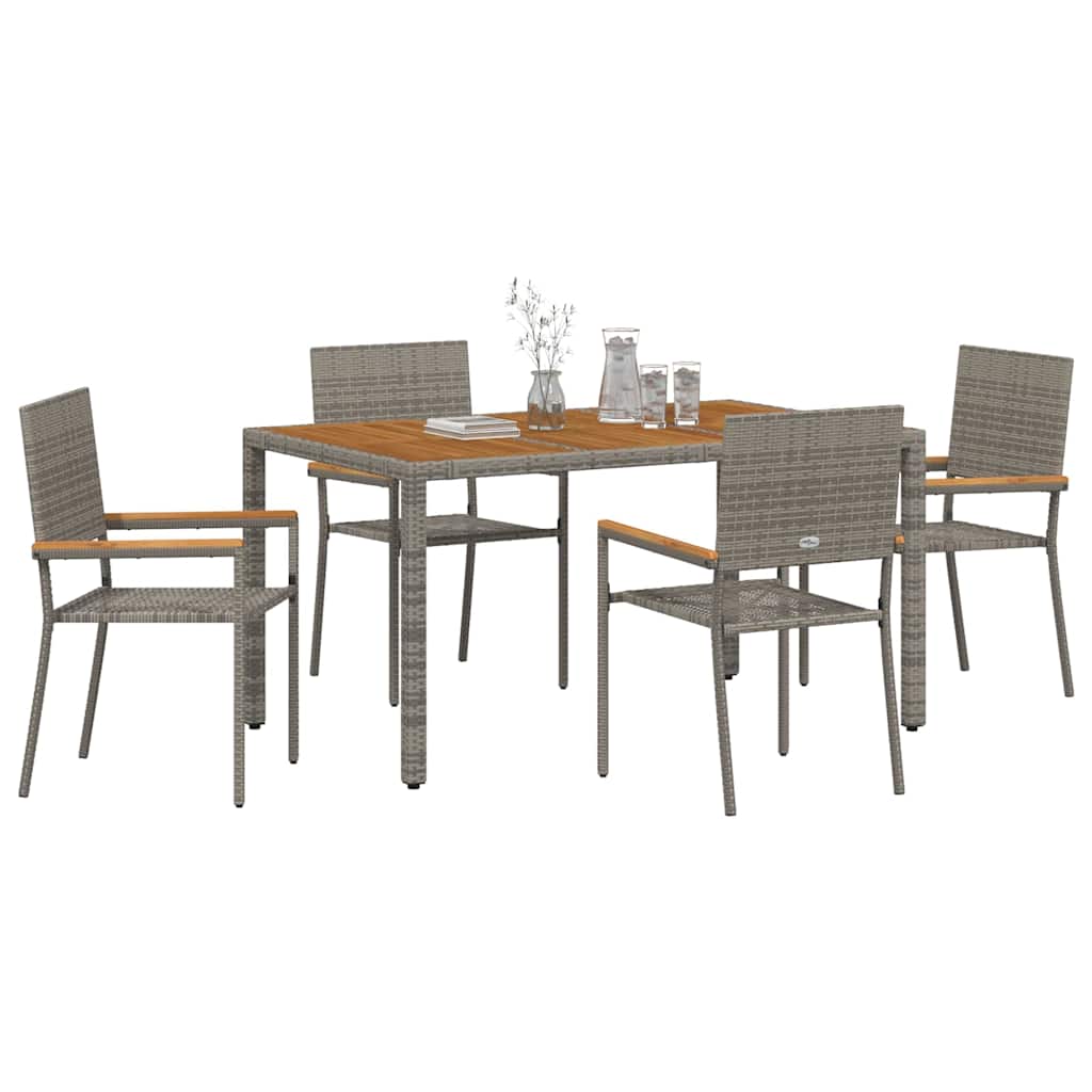 Have Spisebordssæt 5 pcs Grå polyrattan