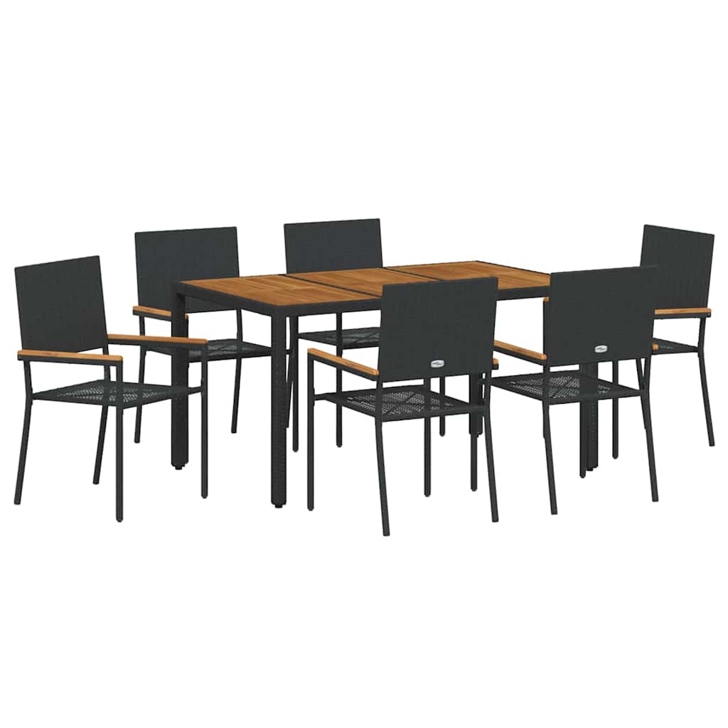 Have Spisebordssæt 7 stk. Sort polyrattan