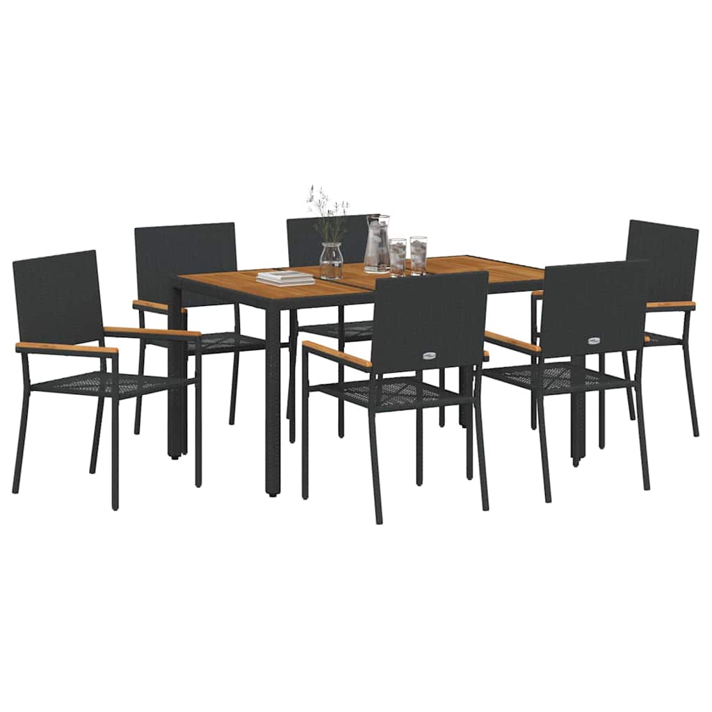 Have Spisebordssæt 7 stk. Sort polyrattan