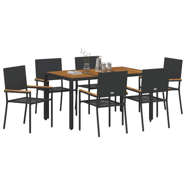 Have Spisebordssæt 7 stk. Sort polyrattan