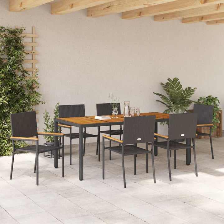 Have Spisebordssæt 7 stk. Sort polyrattan