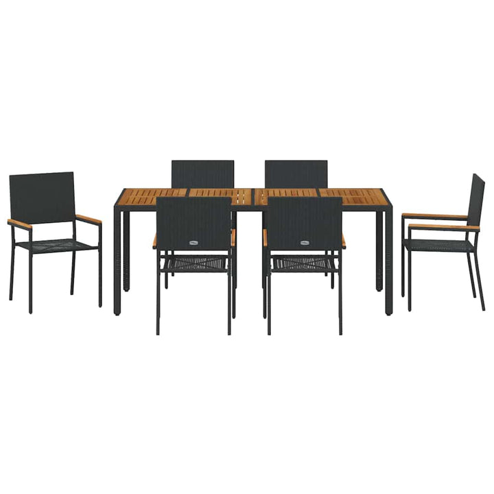 Have Spisebordssæt 7 stk. Sort polyrattan