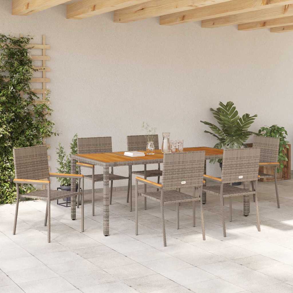 Have Spisebordssæt 7 stk. Grå polyrattan