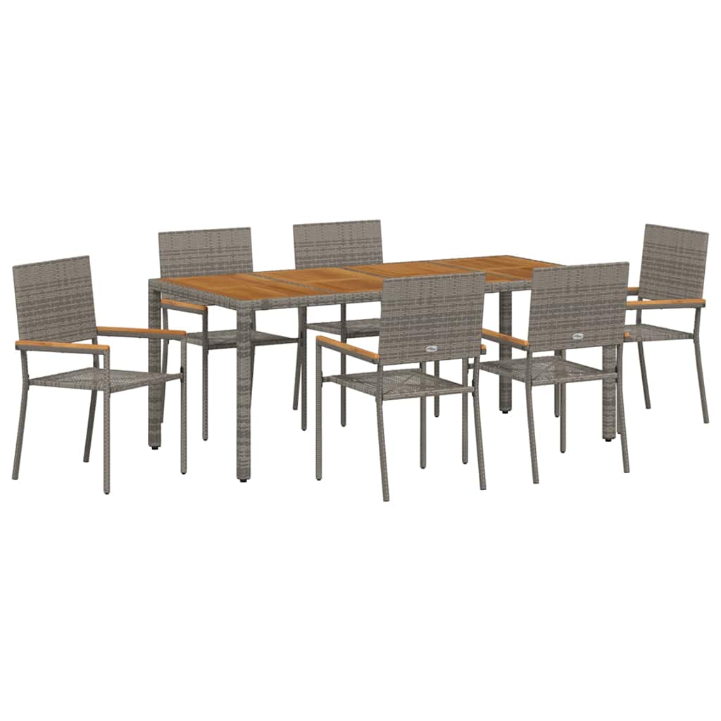 Have Spisebordssæt 7 stk. Grå polyrattan