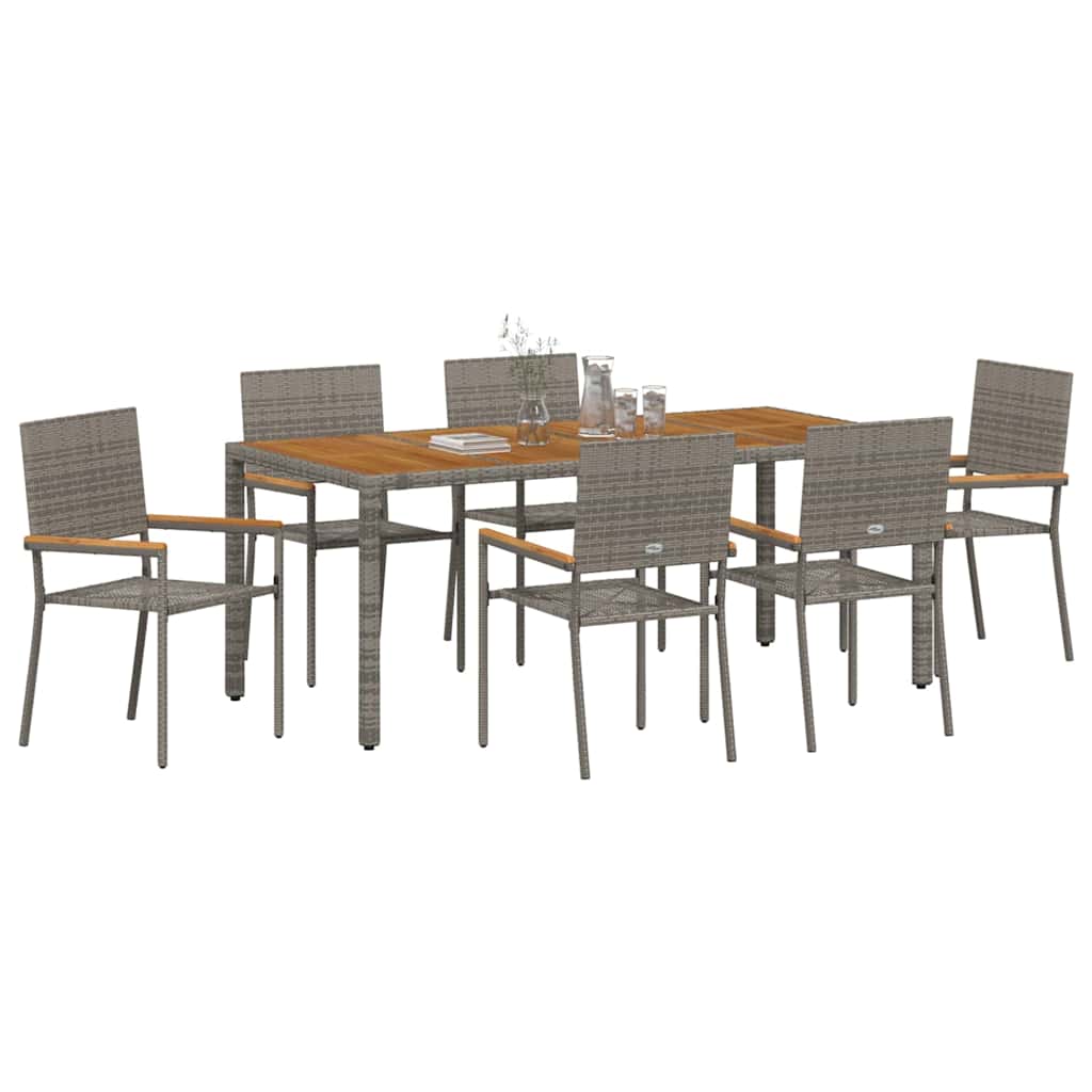 Have Spisebordssæt 7 stk. Grå polyrattan