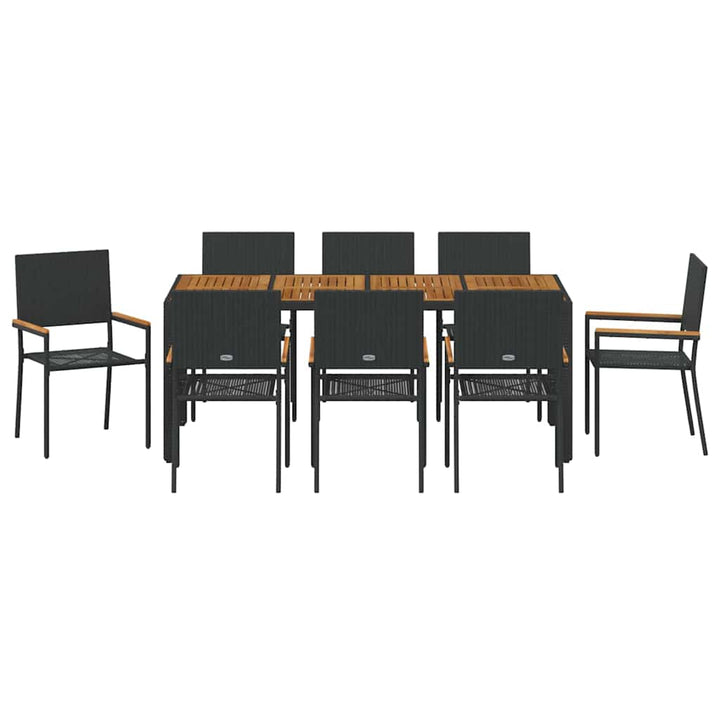 Have Spisebordssæt 9 stk. Sort polyrattan