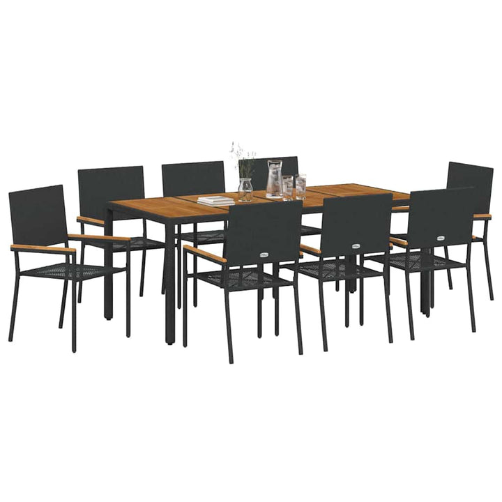 Have Spisebordssæt 9 stk. Sort polyrattan