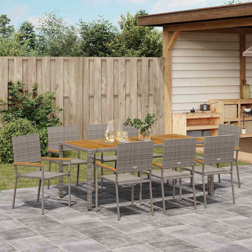 Have Spisebordssæt 9 stk. Grå polyrattan