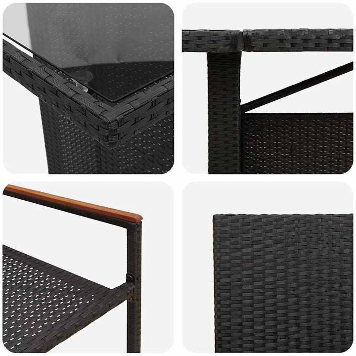Have Spisebordssæt 9 stk. Sort polyrattan