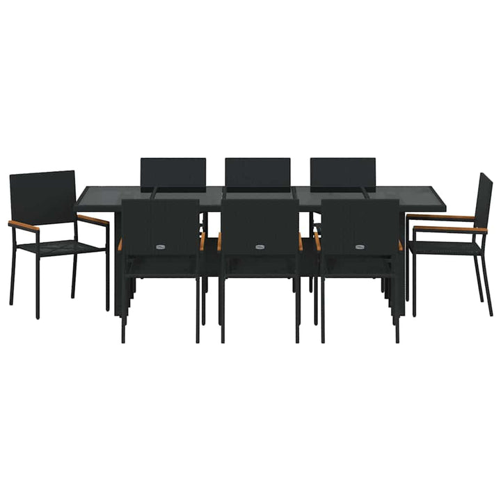 Have Spisebordssæt 9 stk. Sort polyrattan