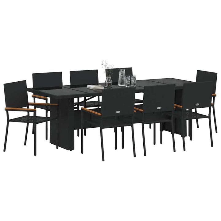 Have Spisebordssæt 9 stk. Sort polyrattan