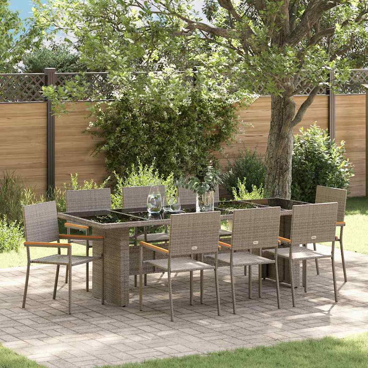 Have Spisebordssæt 9 pcs Grå polyrattan