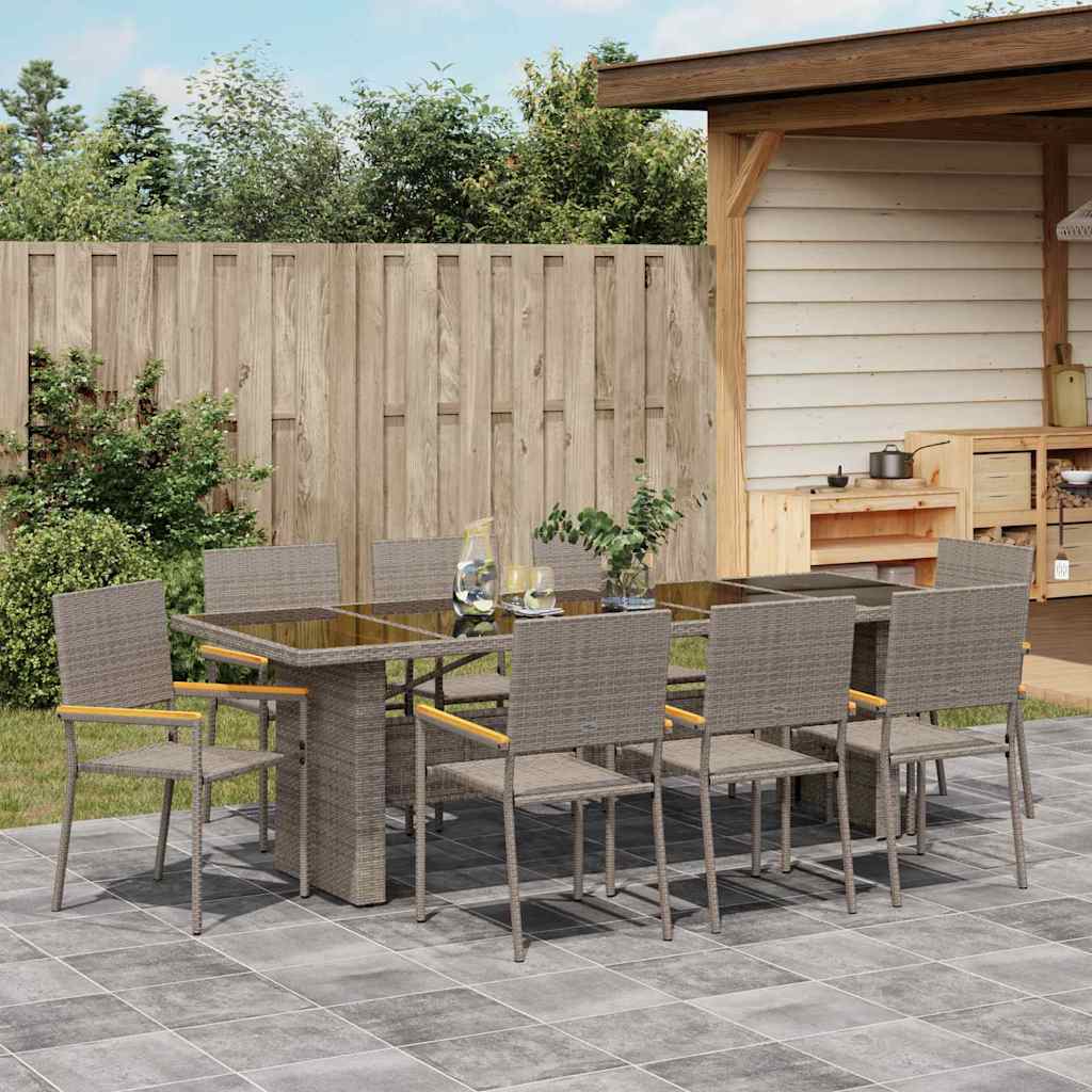 Have Spisebordssæt 9 pcs Grå polyrattan