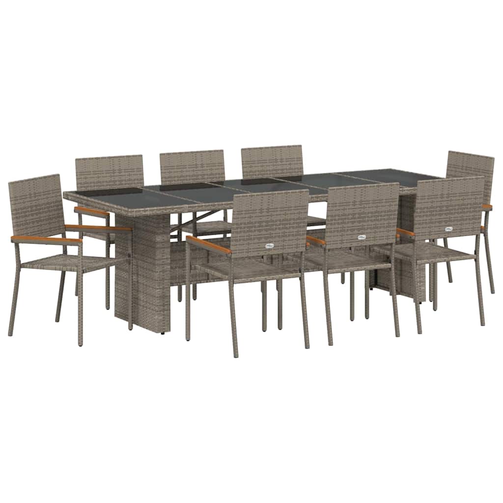 Have Spisebordssæt 9 pcs Grå polyrattan