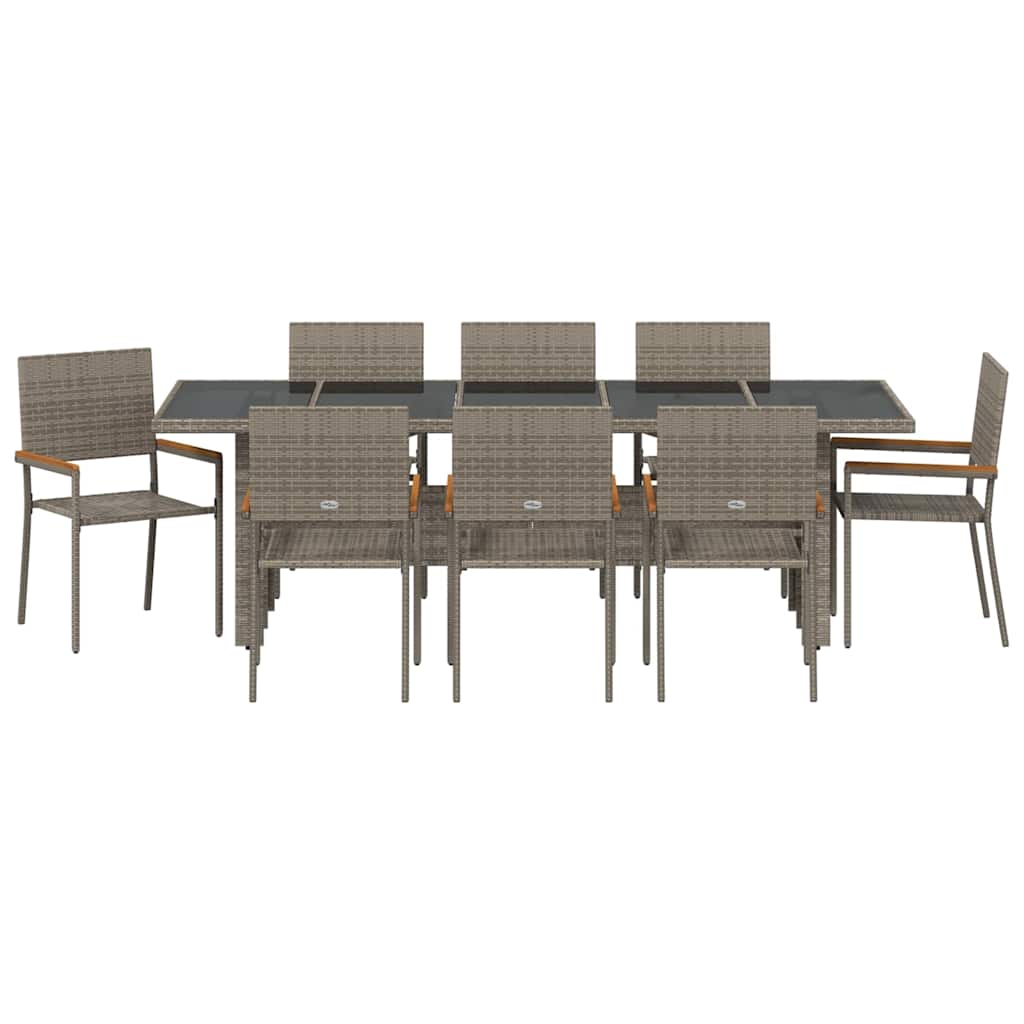 Have Spisebordssæt 9 pcs Grå polyrattan