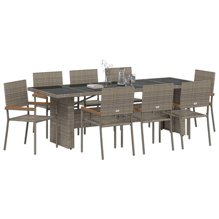 Have Spisebordssæt 9 pcs Grå polyrattan