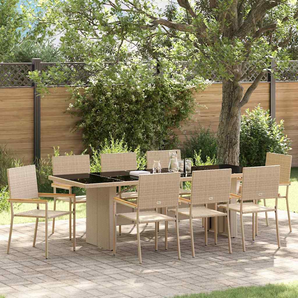 Have Spisebordssæt 9 stk. Beige polyrattan