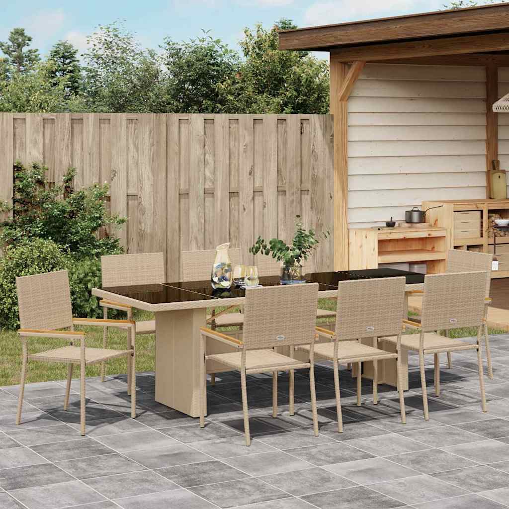 Have Spisebordssæt 9 stk. Beige polyrattan
