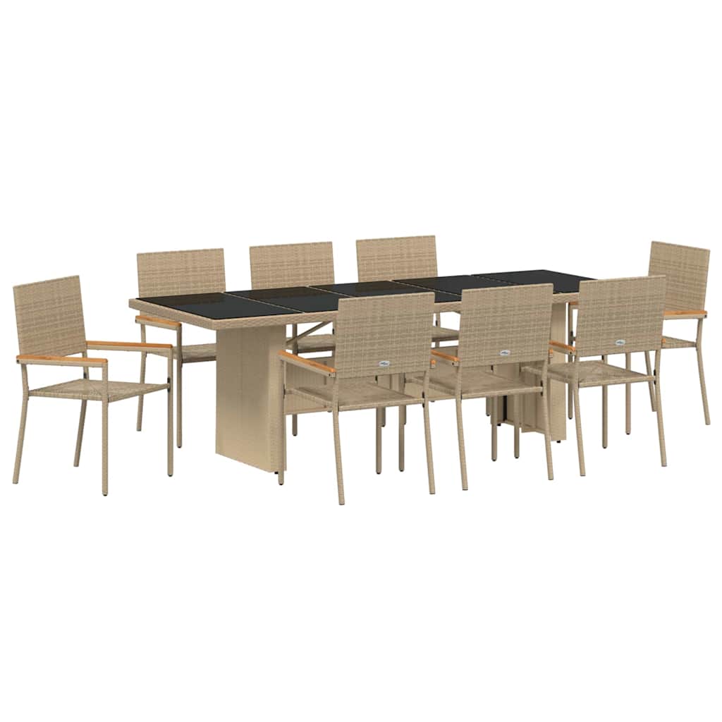Have Spisebordssæt 9 stk. Beige polyrattan