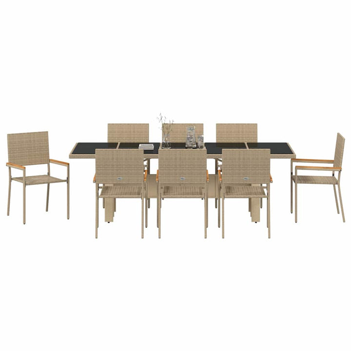Have Spisebordssæt 9 stk. Beige polyrattan
