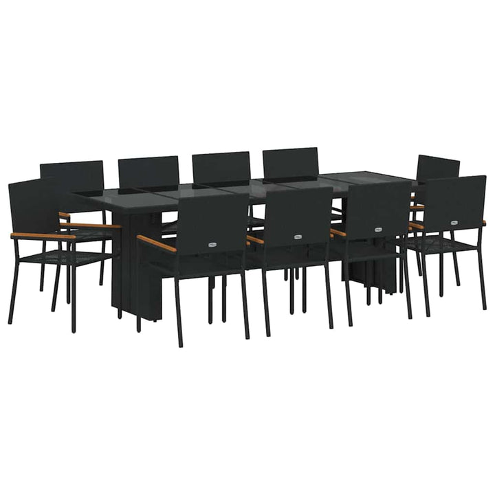 Have Spisebordssæt 11 stk. Sort polyrattan