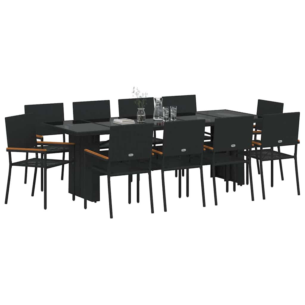 Have Spisebordssæt 11 stk. Sort polyrattan