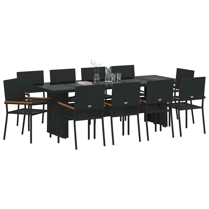 Have Spisebordssæt 11 stk. Sort polyrattan