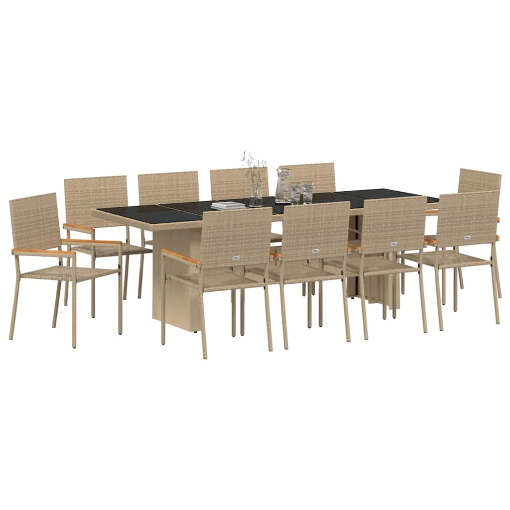 Have Spisebordssæt 11 stk. Beige polyrattan