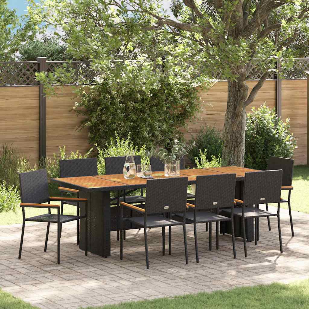 Have Spisebordssæt 9 pcs Sort polyrattan