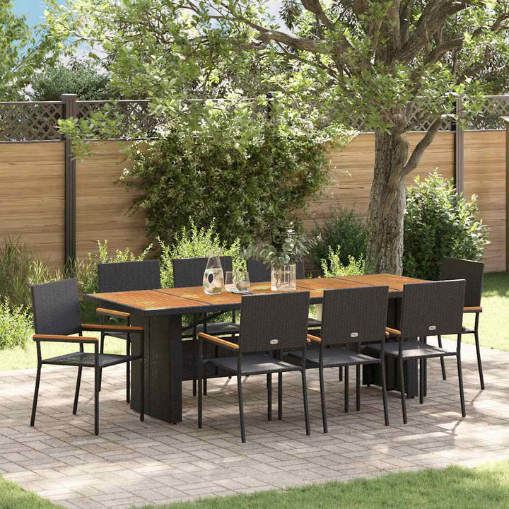 Have Spisebordssæt 9 pcs Sort polyrattan