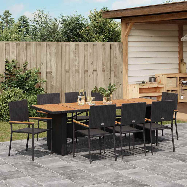 Have Spisebordssæt 9 pcs Sort polyrattan