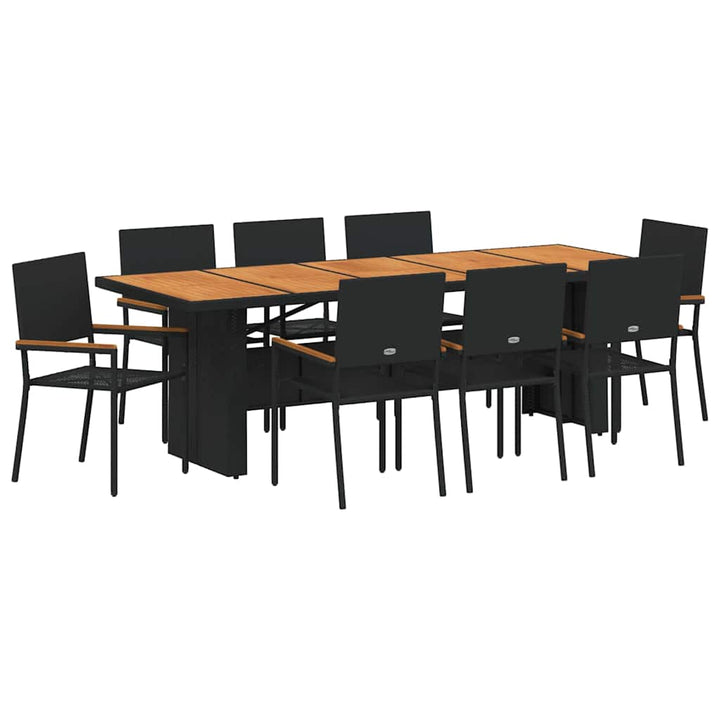 Have Spisebordssæt 9 pcs Sort polyrattan