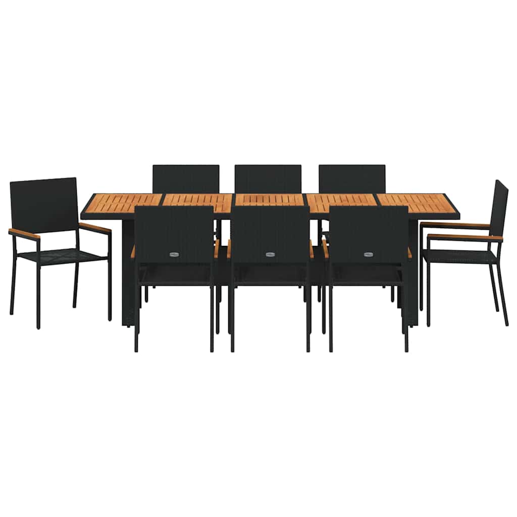 Have Spisebordssæt 9 pcs Sort polyrattan
