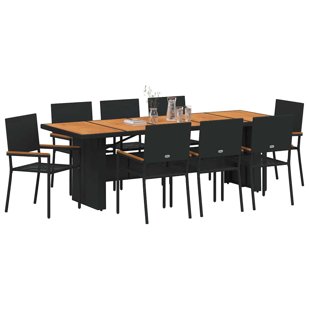 Have Spisebordssæt 9 pcs Sort polyrattan